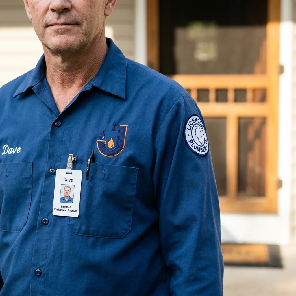 Licensed plumber showing ID badge in Abbeville, LA