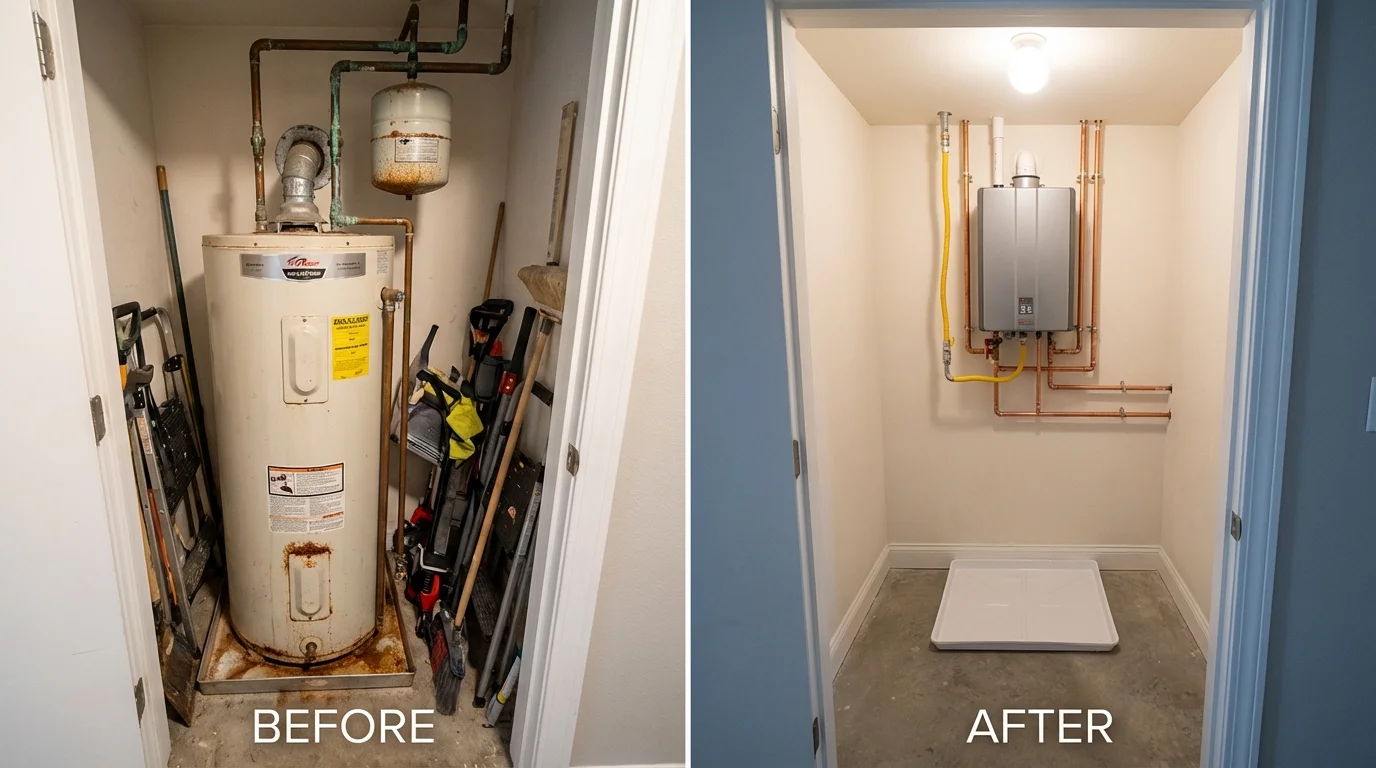 Tank water heater versus wall-mounted tankless unit comparison for Abbeville, LA homeowners
